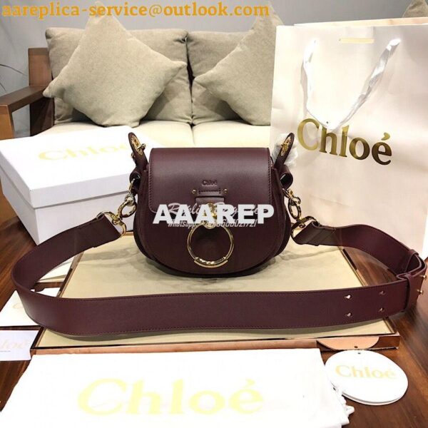 Replica Chloe Tess Bag in Shiny and Suede Leather 3727 Wine 3