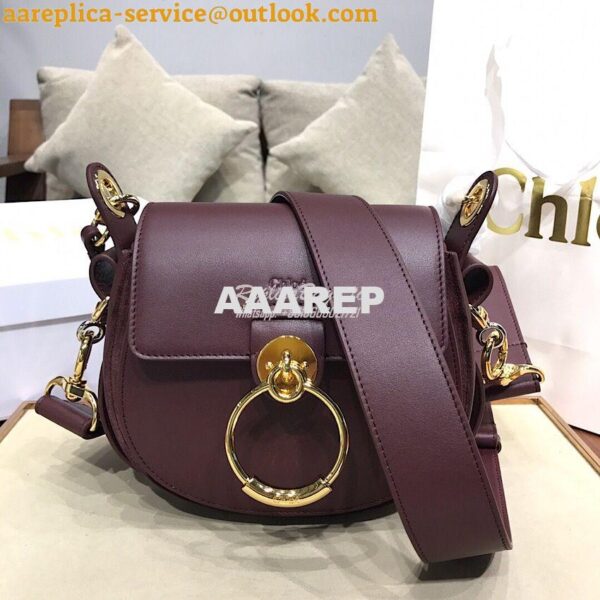 Replica Chloe Tess Bag in Shiny and Suede Leather 3727 Wine 4