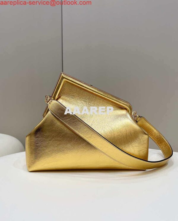 Replica Fendi 8BP127 FENDI FIRST Medium Gold laminated leather bag 3