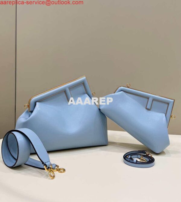 Replica Fendi 8BP127 FENDI FIRST Medium Light Blue leather bag 6