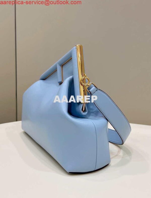 Replica Fendi 8BP127 FENDI FIRST Medium Light Blue leather bag 7