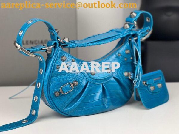 Replica Balenciaga Le Cagole XS S Shoulder Bag in Blue Supple Crocodil 6