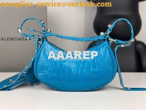 Replica Balenciaga Le Cagole XS S Shoulder Bag in Blue Supple Crocodil 7