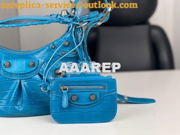 Replica Balenciaga Le Cagole XS S Shoulder Bag in Blue Supple Crocodil 9