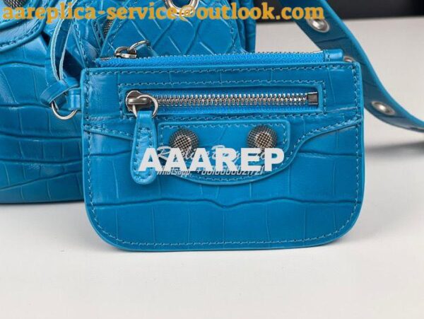 Replica Balenciaga Le Cagole XS S Shoulder Bag in Blue Supple Crocodil 15