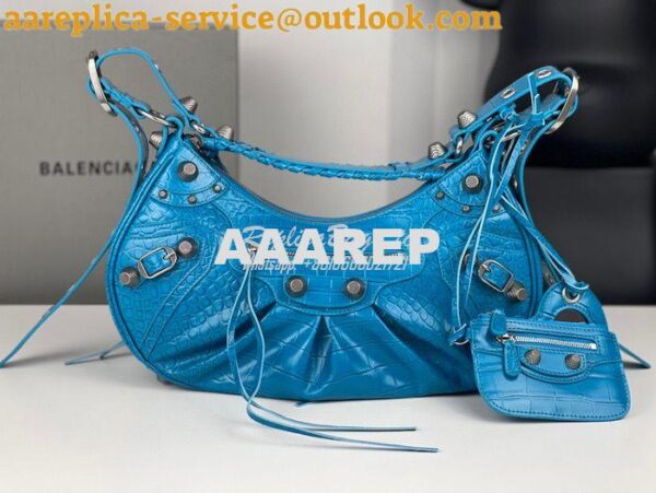 Replica Balenciaga Le Cagole XS S Shoulder Bag in Blue Supple Crocodil 18