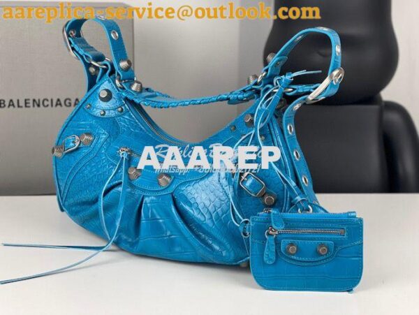 Replica Balenciaga Le Cagole XS S Shoulder Bag in Blue Supple Crocodil 19