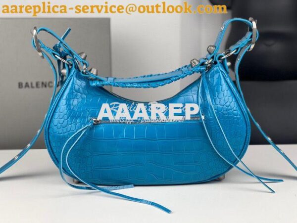 Replica Balenciaga Le Cagole XS S Shoulder Bag in Blue Supple Crocodil 22