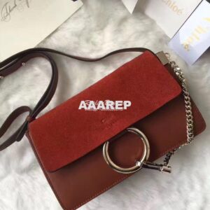 Replica Chloe Faye Small shoulder bag in Suede and Smooth Calfskin car 2