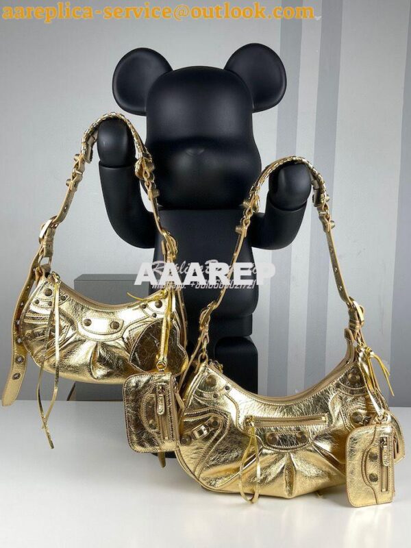 Replica Balenciaga Le Cagole XS S Shoulder Bag in Lambskin Metallic Go 3