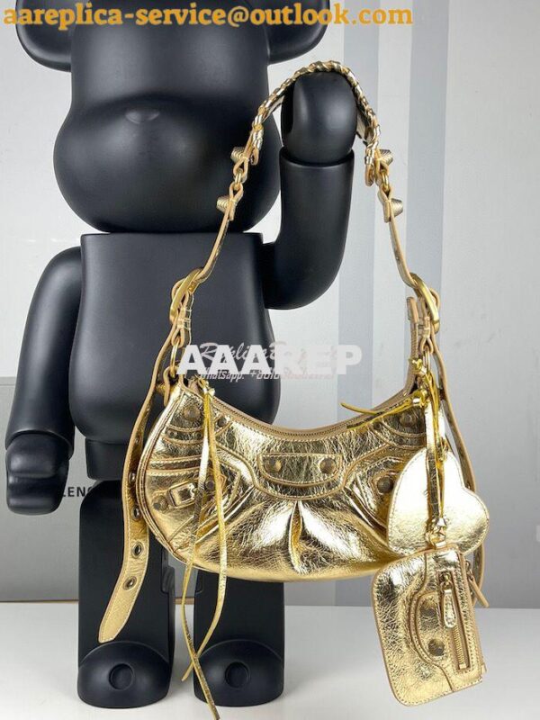 Replica Balenciaga Le Cagole XS S Shoulder Bag in Lambskin Metallic Go 4