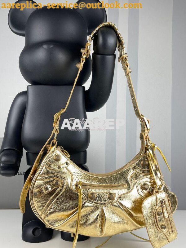 Replica Balenciaga Le Cagole XS S Shoulder Bag in Lambskin Metallic Go 15