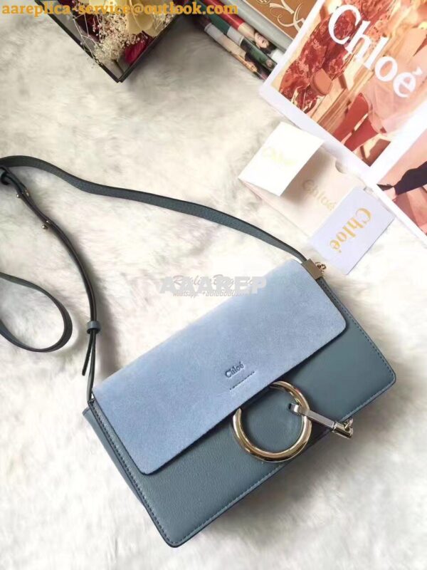 Replica Chloe Faye Small shoulder bag in Suede and Smooth Calfskin oce 5