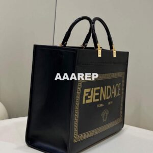 Replica Fendi 8BH386 Sunshine Medium Tote Bag Black 2