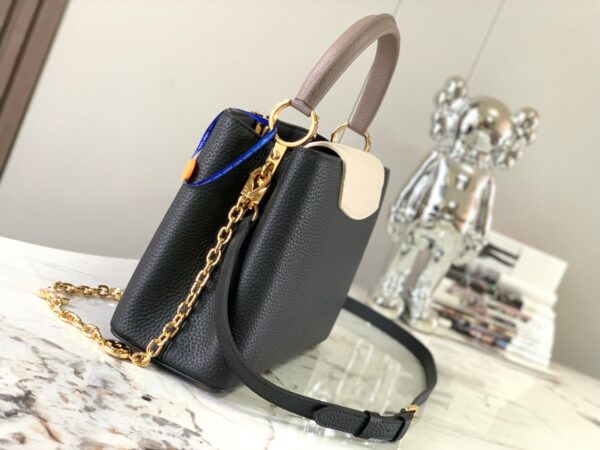 Replica Louis Vuitton Capucines MM LV Bag Black / Galet Gray / Pearly Cream M20708 4