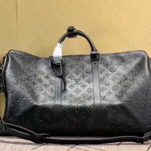 Replica Louis Vuitton Keepall Bandouliere 50 Monogram Shadow M44810 2