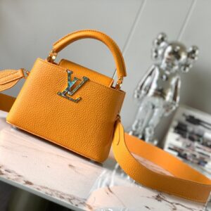 Replica Louis Vuitton Capucines Mini LV Bag Safran Imperial Yellow M21168 2