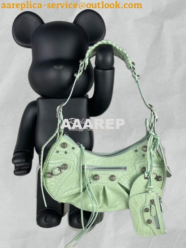 Replica Balenciaga Le Cagole XS S Shoulder Bag in Mint Supple Crocodil 4