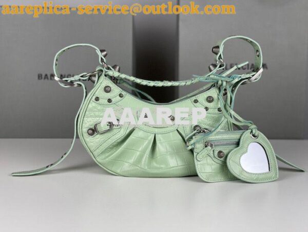 Replica Balenciaga Le Cagole XS S Shoulder Bag in Mint Supple Crocodil 6