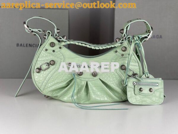 Replica Balenciaga Le Cagole XS S Shoulder Bag in Mint Supple Crocodil 17