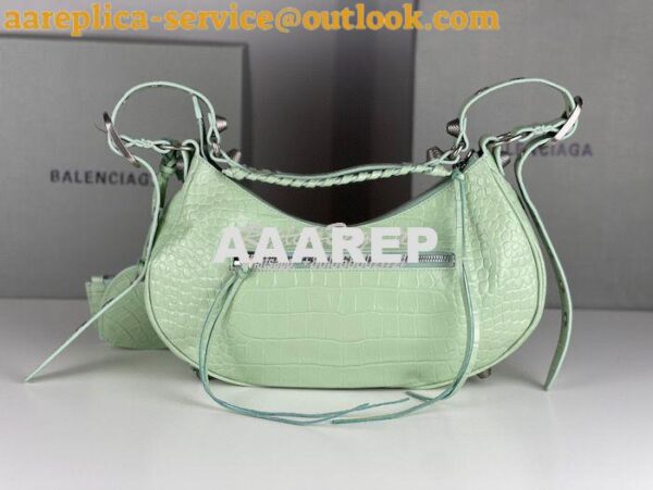 Replica Balenciaga Le Cagole XS S Shoulder Bag in Mint Supple Crocodil 18