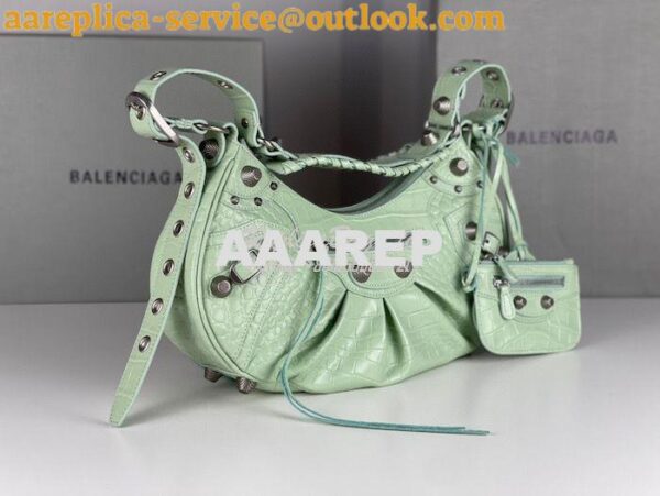 Replica Balenciaga Le Cagole XS S Shoulder Bag in Mint Supple Crocodil 20