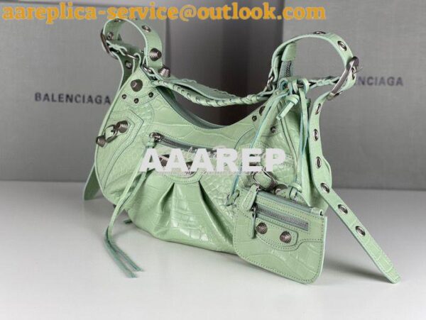 Replica Balenciaga Le Cagole XS S Shoulder Bag in Mint Supple Crocodil 21