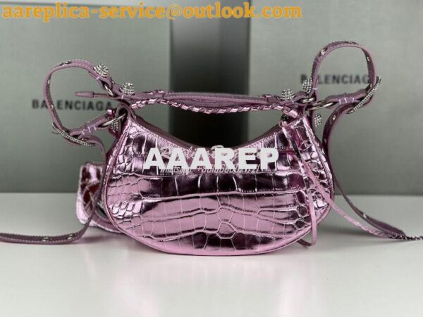 Replica Balenciaga Le Cagole XS S Shoulder Bag in Pink Metallized Croc 8