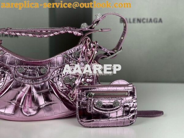 Replica Balenciaga Le Cagole XS S Shoulder Bag in Pink Metallized Croc 9