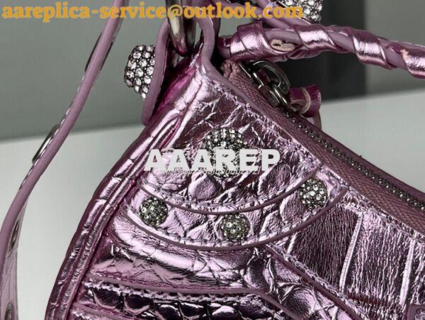 Replica Balenciaga Le Cagole XS S Shoulder Bag in Pink Metallized Croc 12