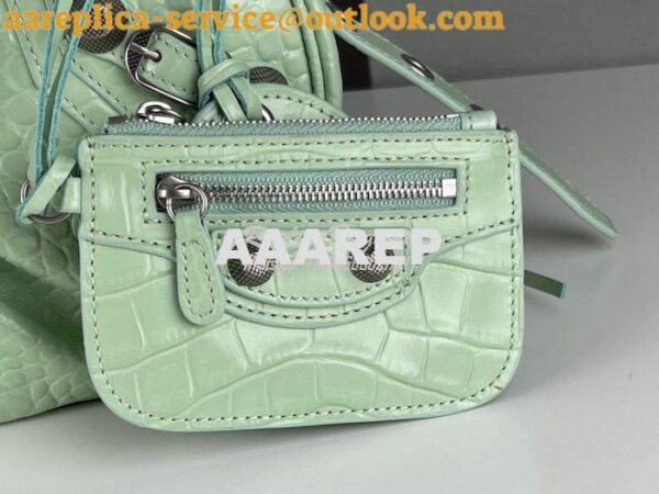 Replica Balenciaga Le Cagole XS S Shoulder Bag in Mint Supple Crocodil 26