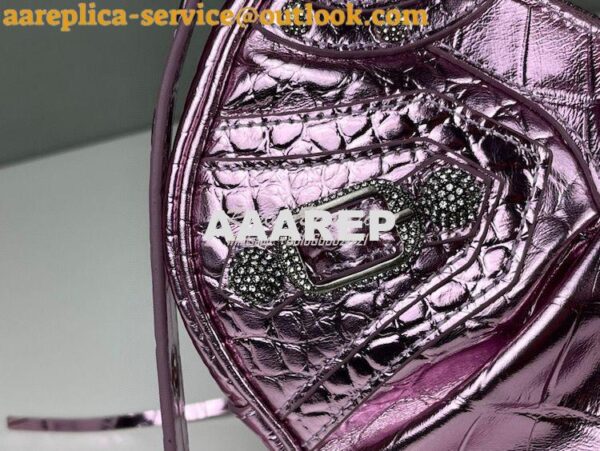 Replica Balenciaga Le Cagole XS S Shoulder Bag in Pink Metallized Croc 13