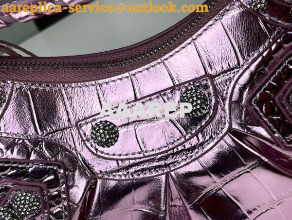 Replica Balenciaga Le Cagole XS S Shoulder Bag in Pink Metallized Croc 14