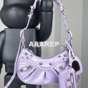 Replica Balenciaga Le Cagole XS S Shoulder Bag in Purple Supple Crocod 2