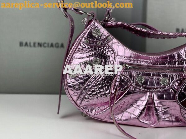 Replica Balenciaga Le Cagole XS S Shoulder Bag in Pink Metallized Croc 18