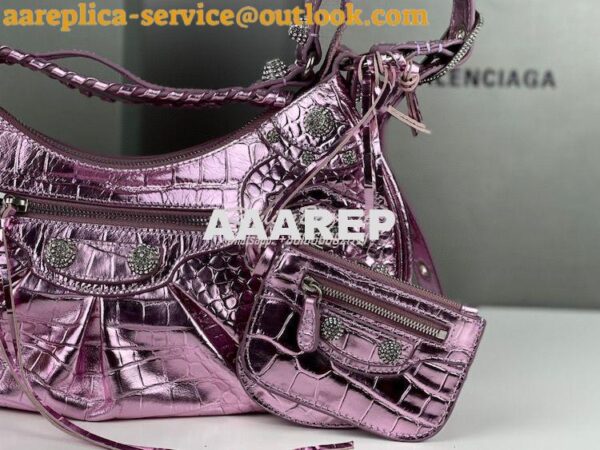 Replica Balenciaga Le Cagole XS S Shoulder Bag in Pink Metallized Croc 19