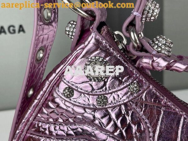 Replica Balenciaga Le Cagole XS S Shoulder Bag in Pink Metallized Croc 23