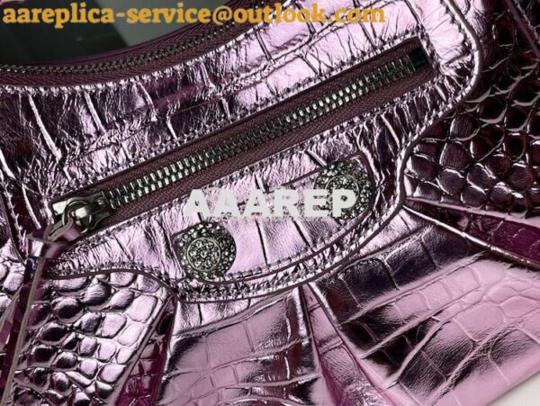 Replica Balenciaga Le Cagole XS S Shoulder Bag in Pink Metallized Croc 25