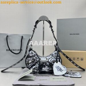 Replica Balenciaga Le Cagole XS Shoulder Bag Black And White Graffiti