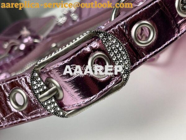 Replica Balenciaga Le Cagole XS S Shoulder Bag in Pink Metallized Croc 27