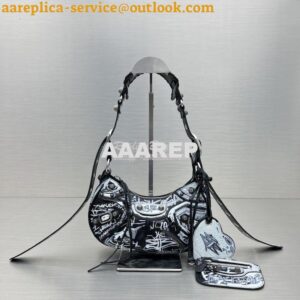 Replica Balenciaga Le Cagole XS Shoulder Bag Black And White Graffiti 2