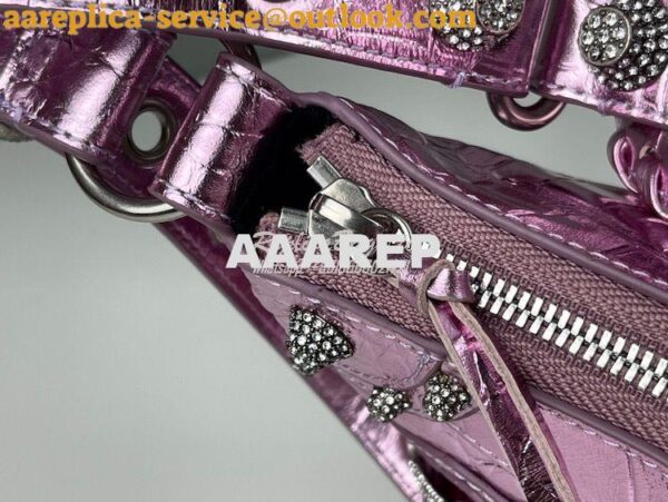 Replica Balenciaga Le Cagole XS S Shoulder Bag in Pink Metallized Croc 28