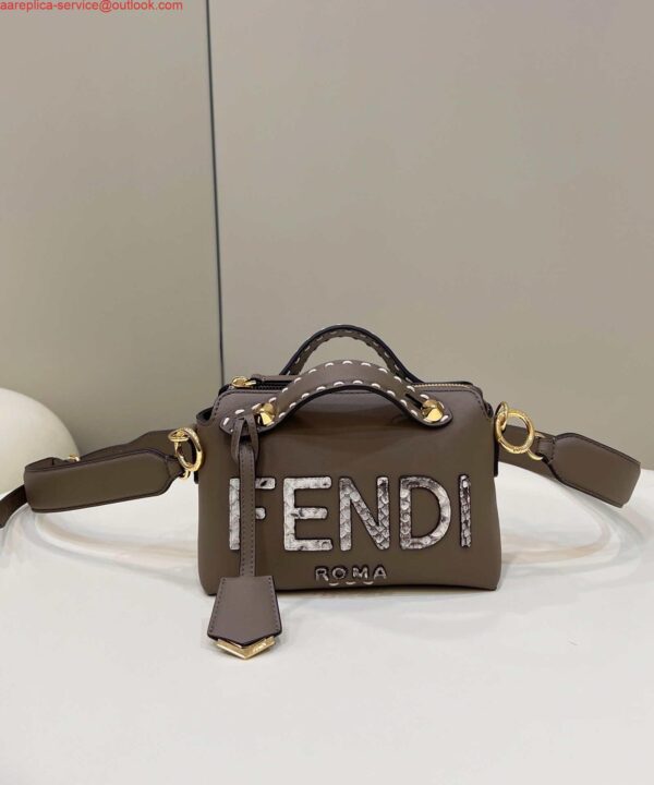 Replica Fendi 8BL145 By The Way Mini Gray leather small Boston bag 3