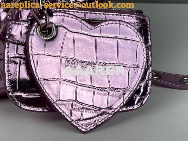 Replica Balenciaga Le Cagole XS S Shoulder Bag in Pink Metallized Croc 30