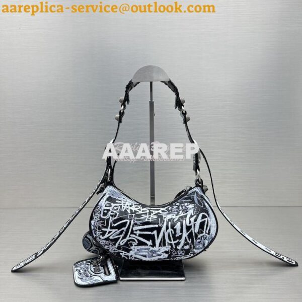 Replica Balenciaga Le Cagole XS Shoulder Bag Black And White Graffiti 9