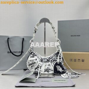 Replica Balenciaga Le Cagole XS Shoulder Bag White And Black Graffiti