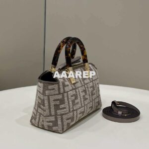 Replica Fendi 8BL145 By The Way Mini Midi Dove gray FF tapestry fabric bag small Boston bag