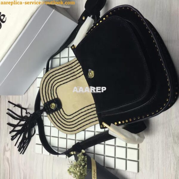 Replica Chloe Hudson Shoulder Bag in Suede Calfskin Black 9