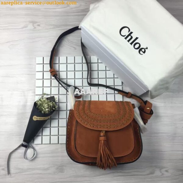 Replica Chloe Hudson Shoulder Bag in Suede Calfskin Caramel 5