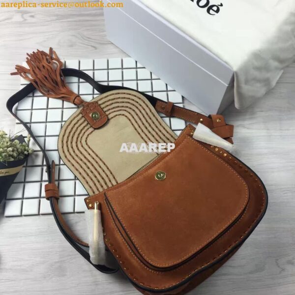 Replica Chloe Hudson Shoulder Bag in Suede Calfskin Caramel 7